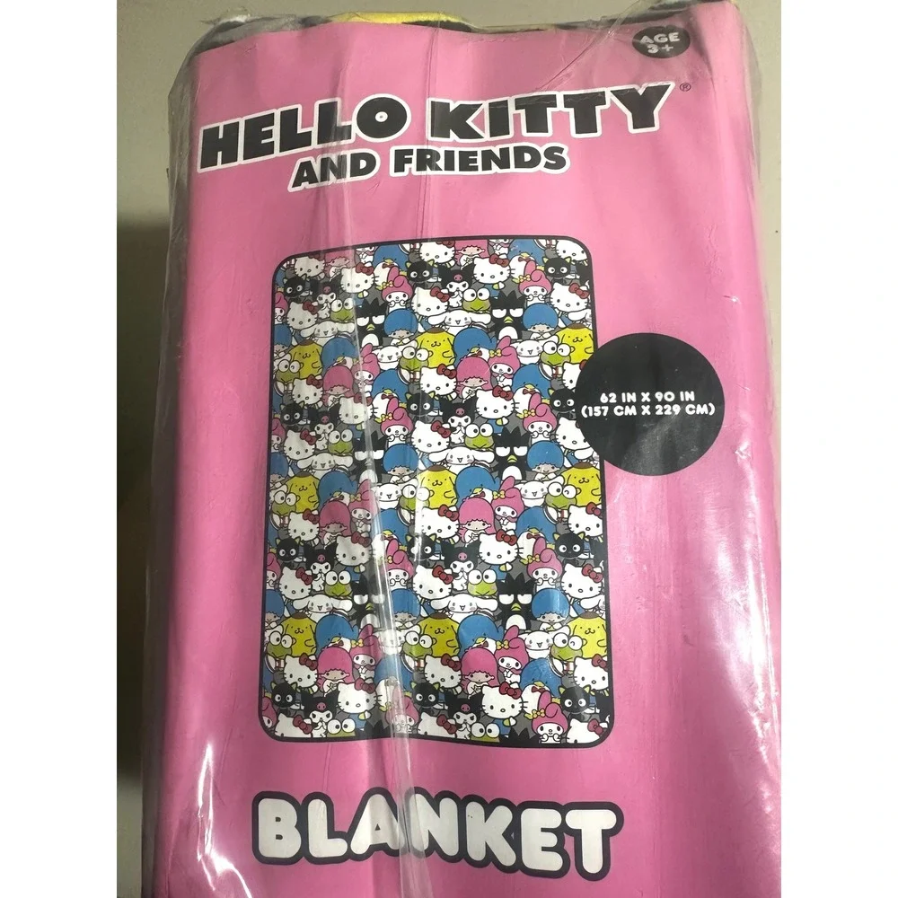 NEW‎ Hello Kitty Friends Throw Blanket Sanrio Kuromi Keroppi Plush 62x90
